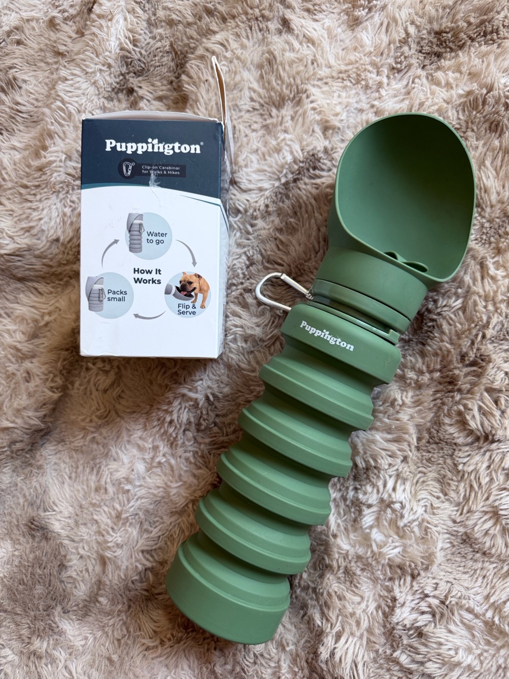Collapsible Dog Water Bottle 18 oz Travel Bowl Puppington